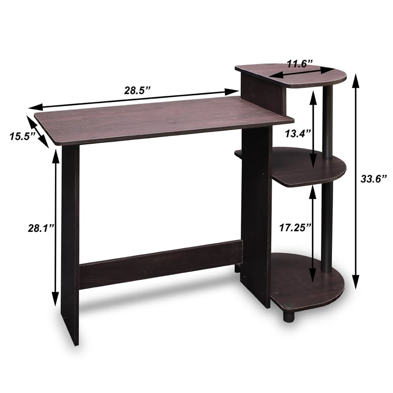 Scranton & Co Compact Computer Desk with Shelves in Espresso/Black