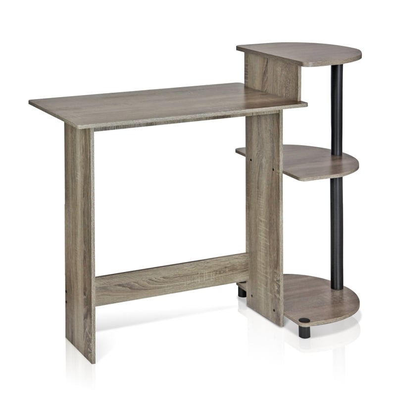 Scranton & Co Compact Computer Desk with Shelves in French Oak Gray/Black