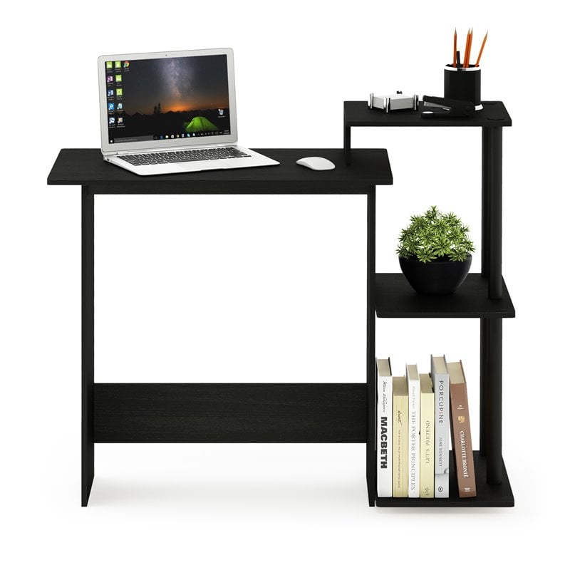 Scranton & Co Efficient Wood Laptop Desk with Shelves in Americano Black