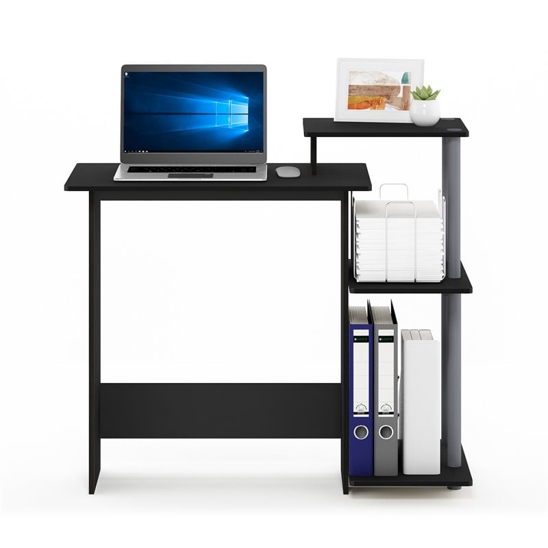 Scranton & Co Efficient Wood Laptop Desk with Shelves in Black/Gray