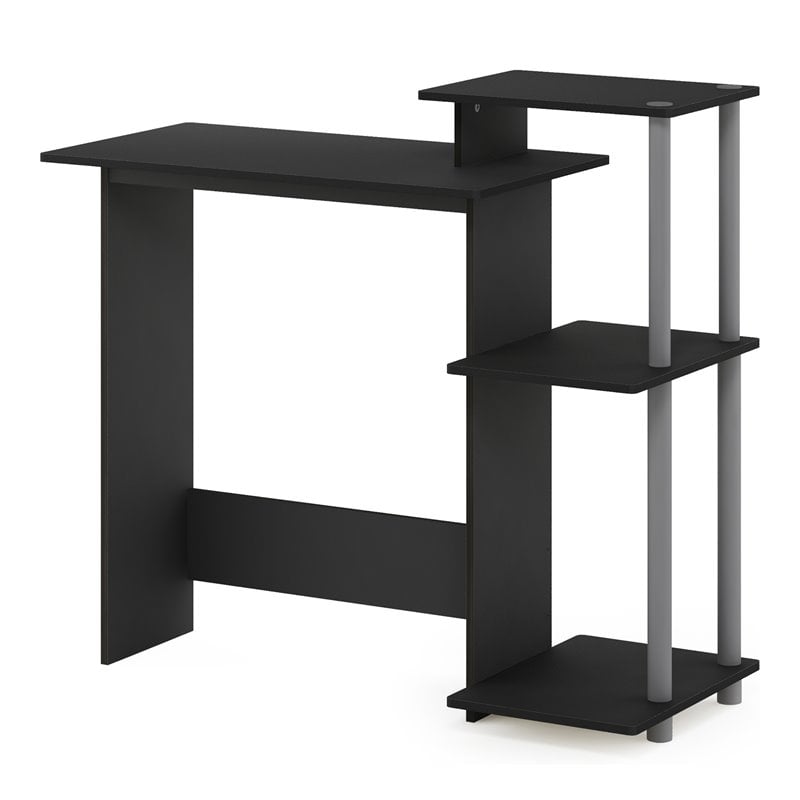 Scranton & Co Efficient Wood Laptop Desk with Shelves in Black/Gray