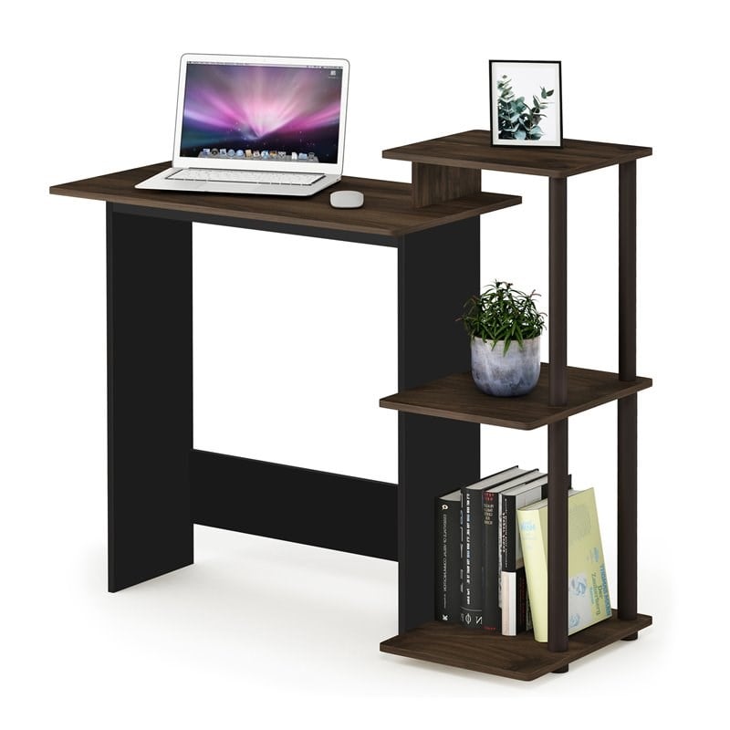 Scranton & Co Efficient Wood Laptop Desk with Shelves in Walnut/Brown