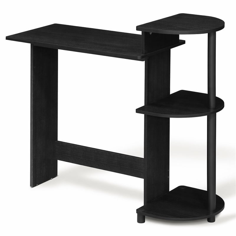 Scranton & Co Compact Computer Desk with Shelves in Americano Black