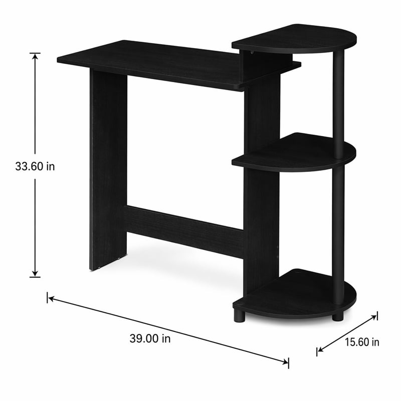 Scranton & Co Compact Computer Desk with Shelves in Americano Black