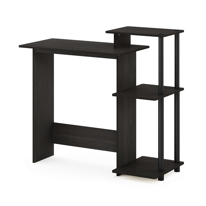 Scranton & Co Compact Laptop Desk with Storage Shelves in Dark Espresso