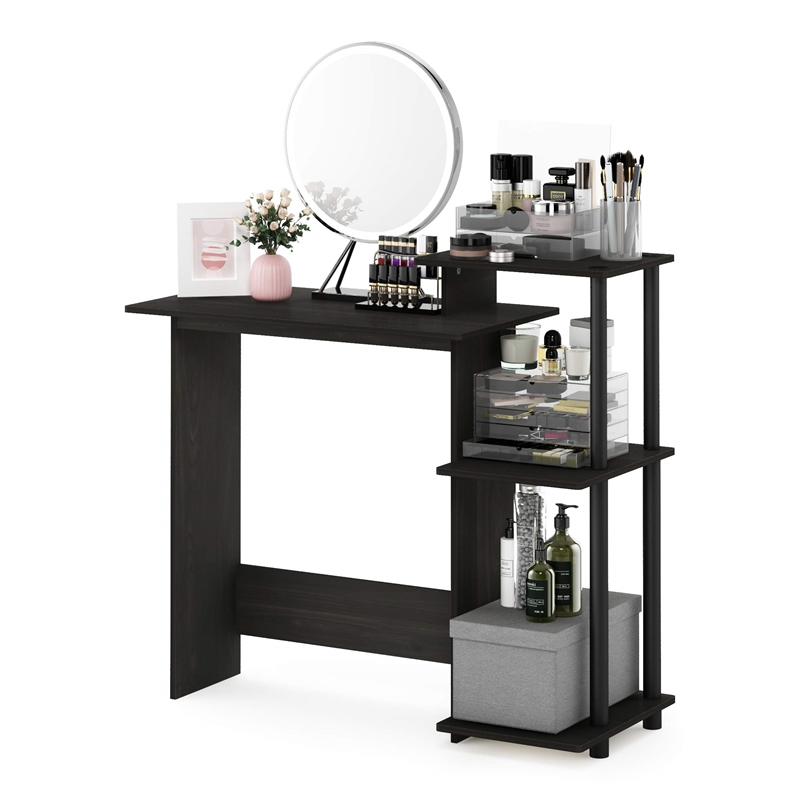 Scranton & Co Compact Laptop Desk with Storage Shelves in Dark Espresso