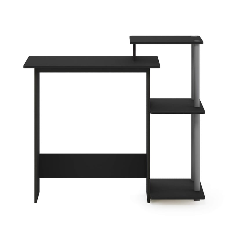 Scranton & Co Compact Laptop Desk with Shelves in Solid Black