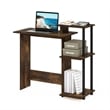 Scranton & Co Compact Computer Desk with Side Shelves in Amber Pine/Black