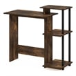 Scranton & Co Compact Computer Desk with Side Shelves in Amber Pine/Black