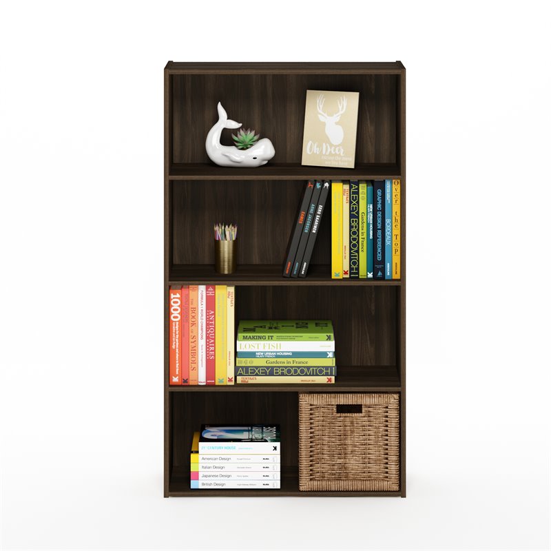 Scranton & Co 4-Tier Open Shelf in Columbia Walnut Engineered Wood