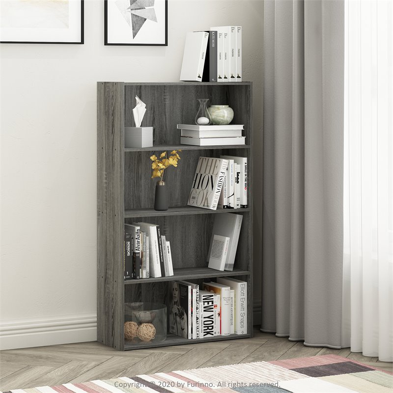 Scranton & Co 4-Tier Open Shelf in French Oak Grey Engineered Wood