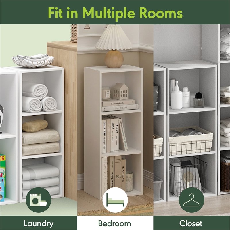 Scranton & Co 3-Cube Engineered Wood Bookcase Closed Back in White