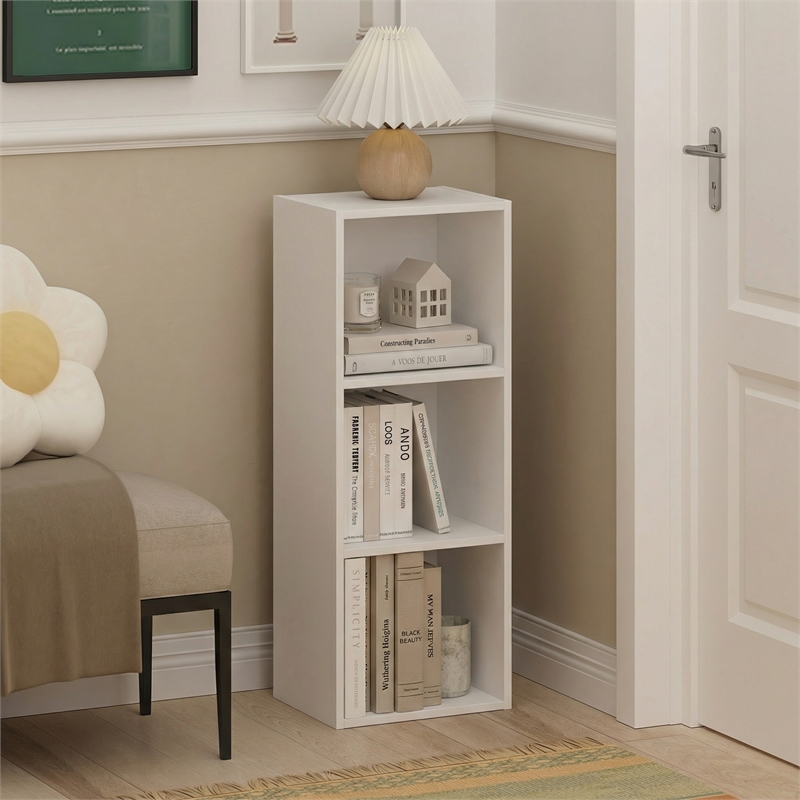 Scranton & Co 3-Cube Engineered Wood Bookcase Closed Back in White