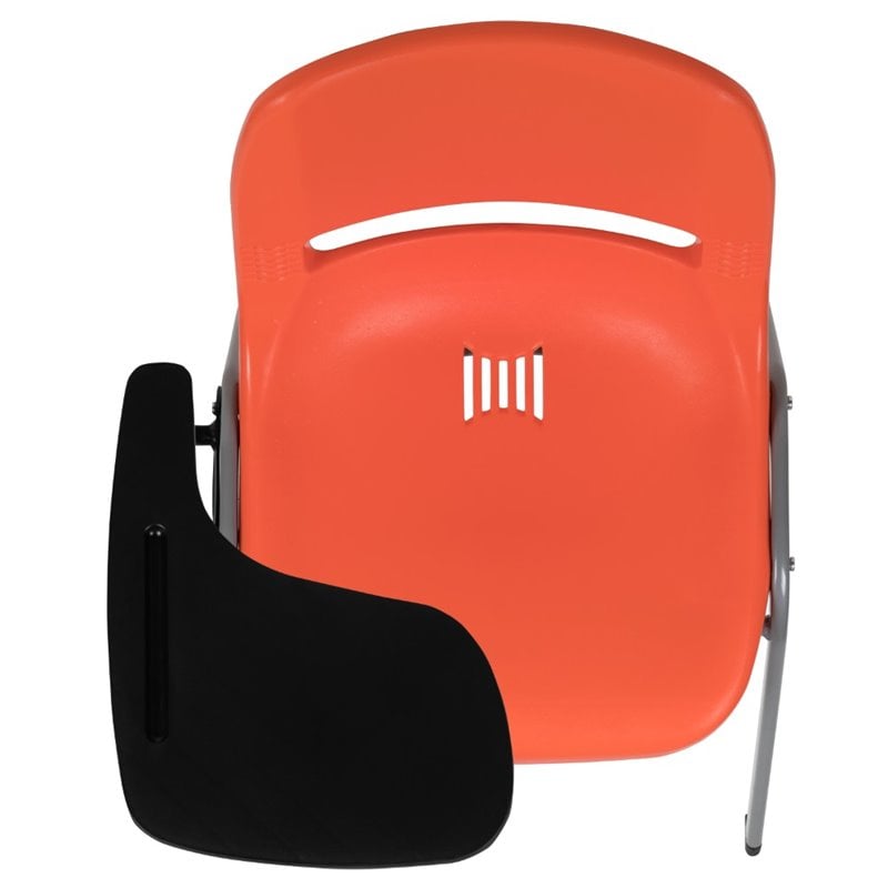 Scranton & Co Plastic Classroom Chair with Right Arm Tablet in Orange