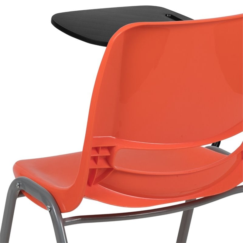 Scranton & Co Plastic Classroom Chair with Right Arm Tablet in Orange