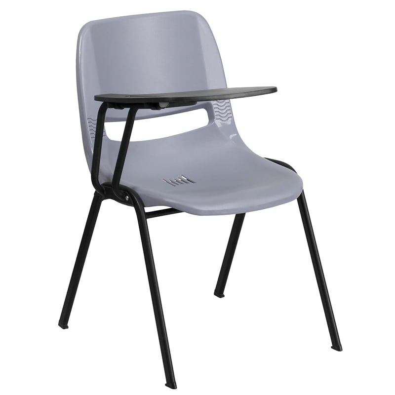 Scranton & Co Plastic Classroom Chair with Right Arm Tablet in Gray