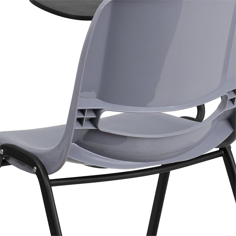 Scranton & Co Plastic Classroom Chair with Right Arm Tablet in Gray