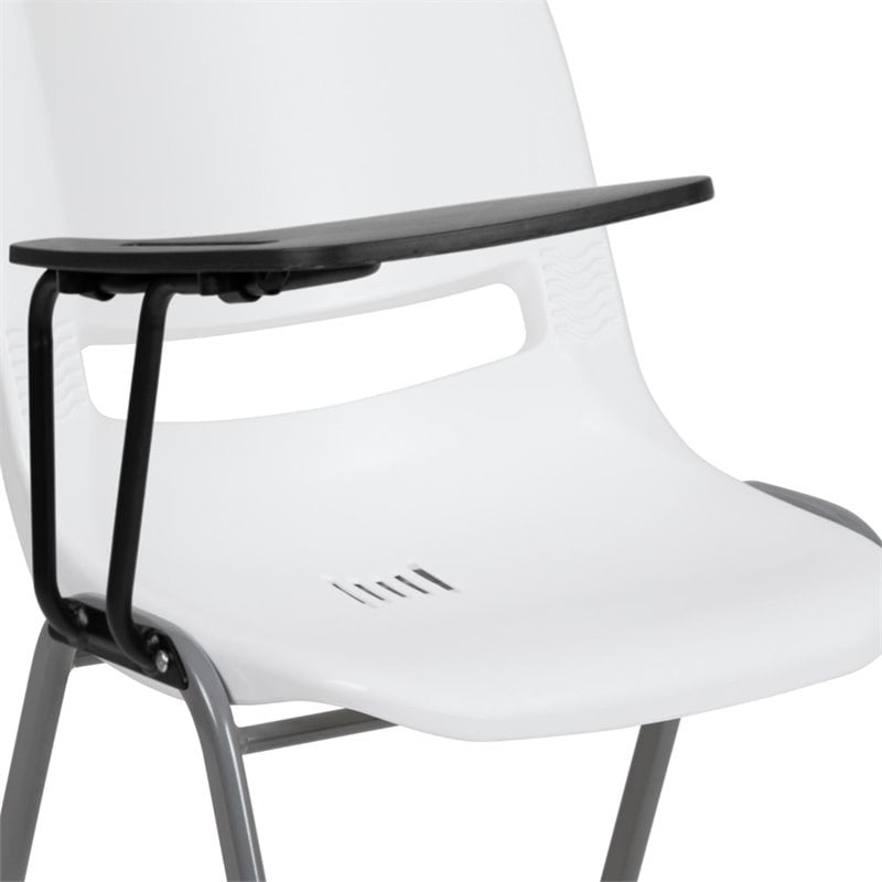 Scranton & Co Plastic Classroom Chair with Right Arm Tablet in White