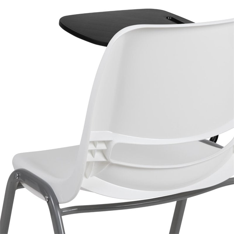 Scranton & Co Plastic Classroom Chair with Right Arm Tablet in White