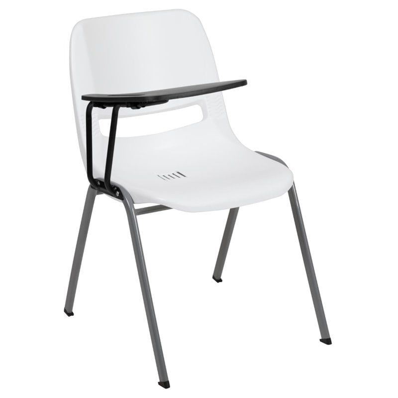 Scranton & Co Plastic Classroom Chair with Right Arm Tablet in White