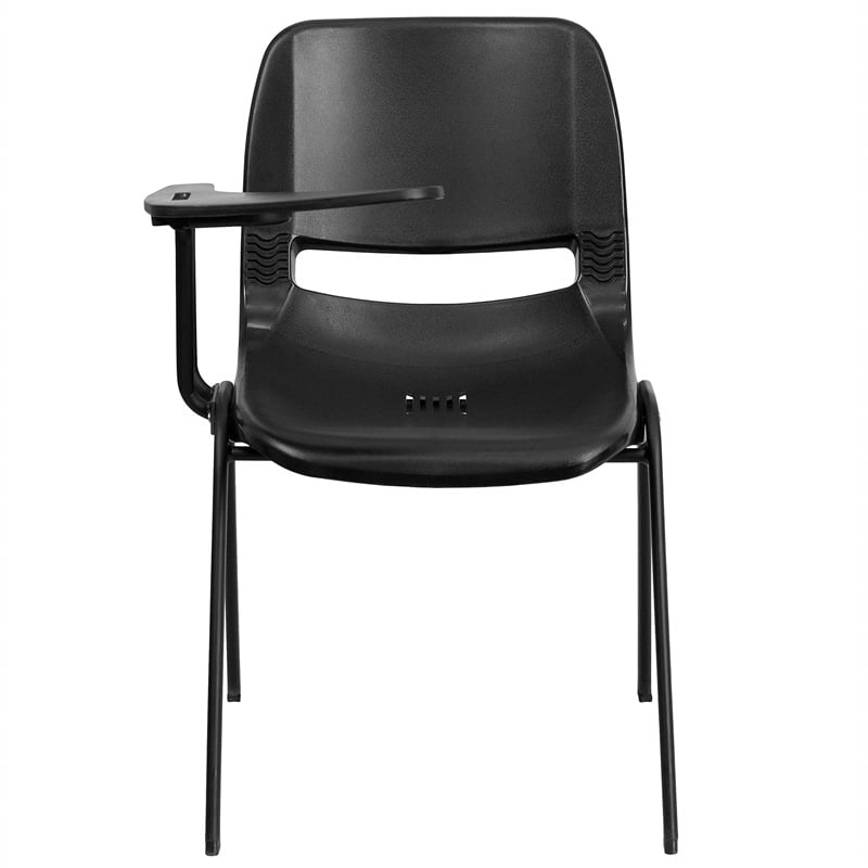 Scranton & Co Plastic Tablet Arm Classroom Chair in Black with Right Arm