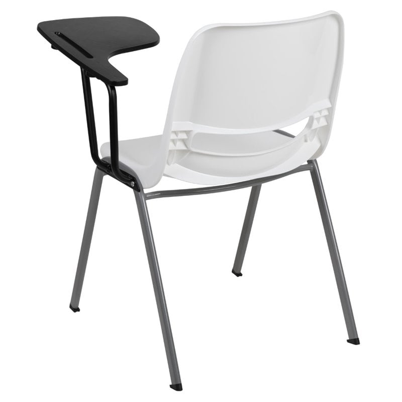Scranton & Co Plastic Classroom Chair White with Left Arm Tablet