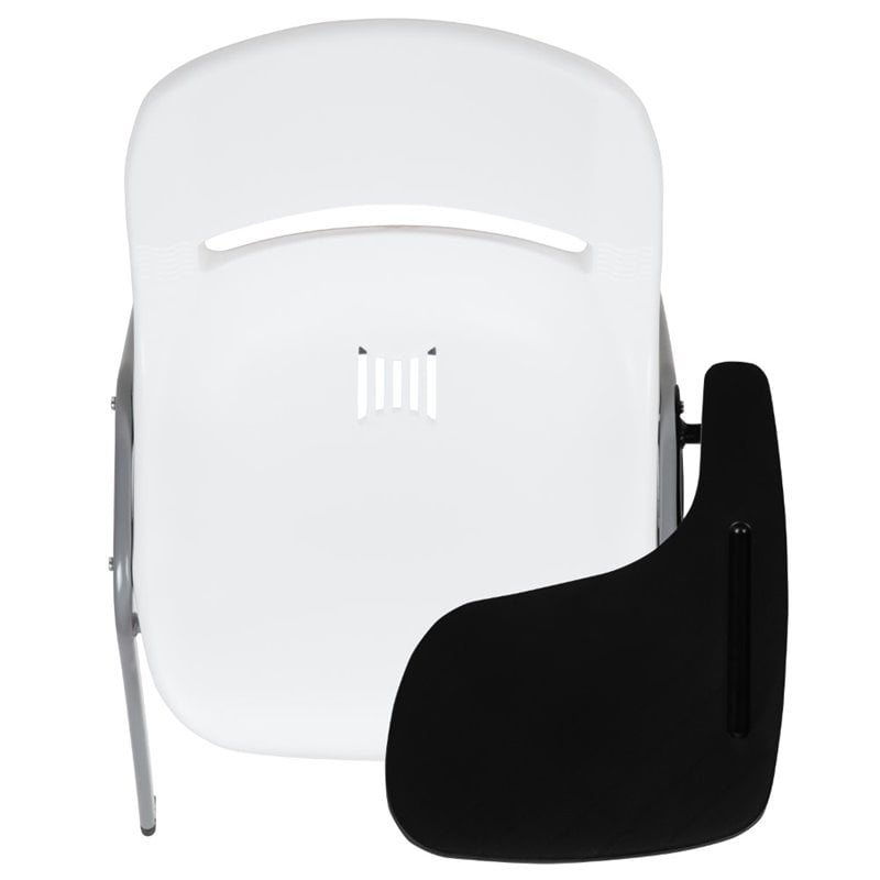 Scranton & Co Plastic Classroom Chair White with Left Arm Tablet