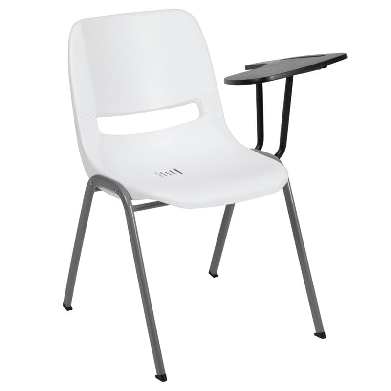 Scranton & Co Plastic Classroom Chair White with Left Arm Tablet