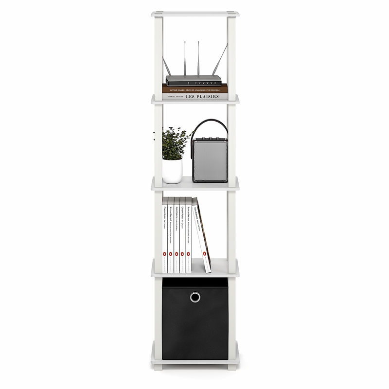 Scranton & Co TURN-N-TUBE 5-Tier Corner Display Shelf with Bin in White