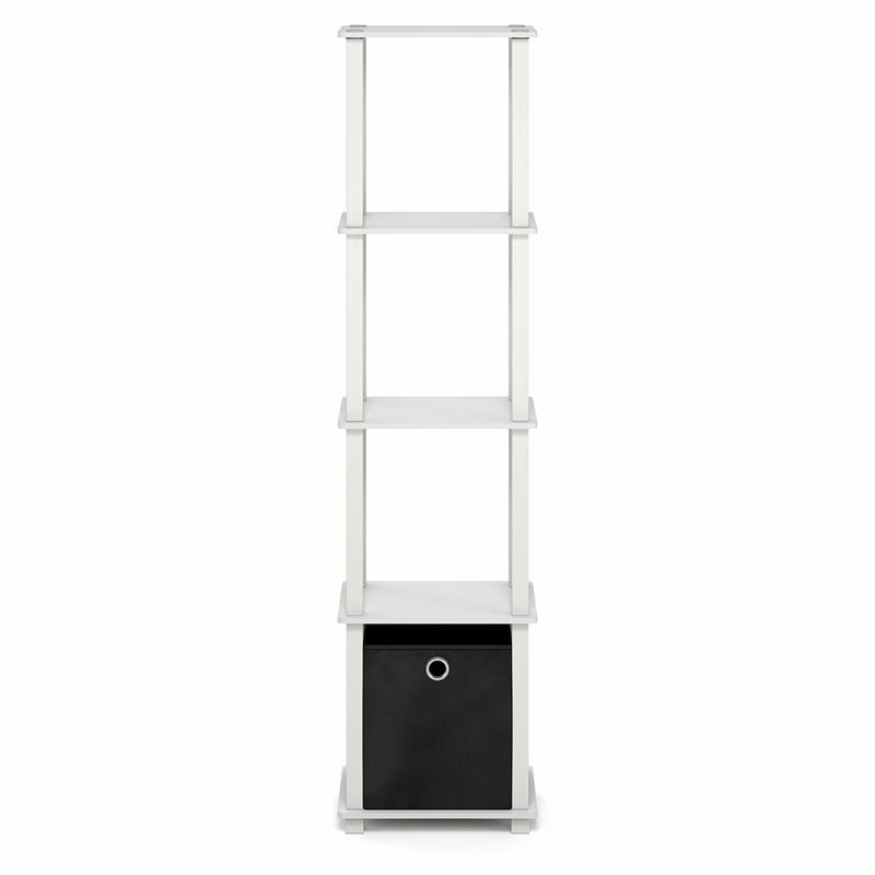 Scranton & Co TURN-N-TUBE 5-Tier Corner Display Shelf with Bin in White
