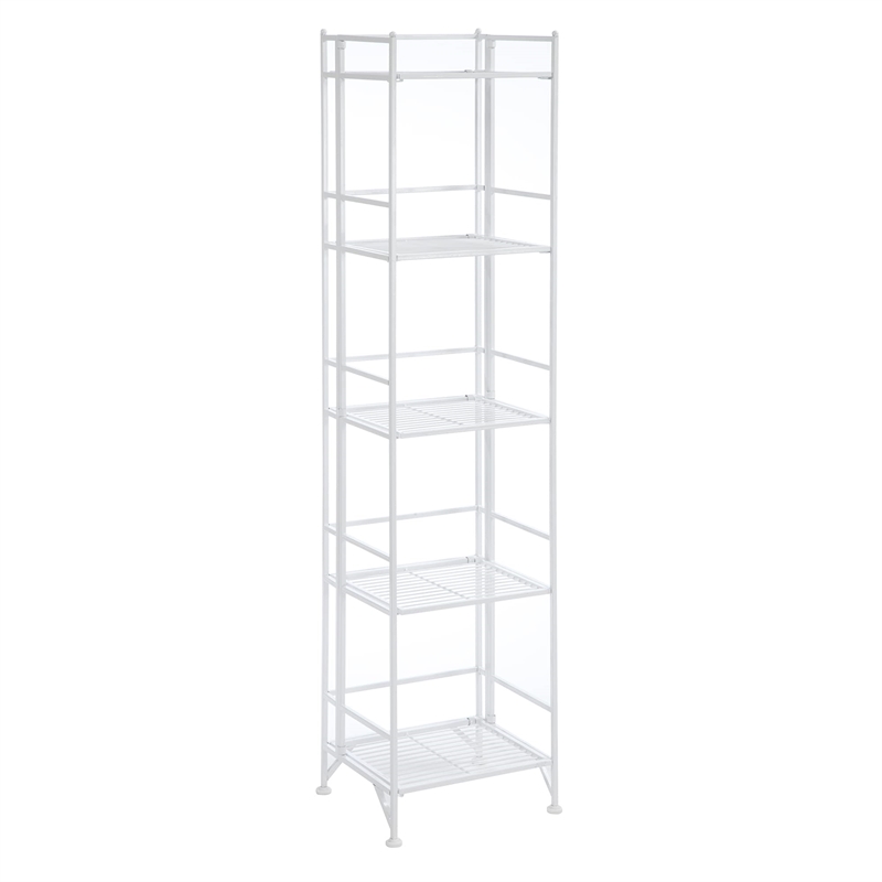 Scranton & Co Five-Tier Folding Shelf in White Metal Finish