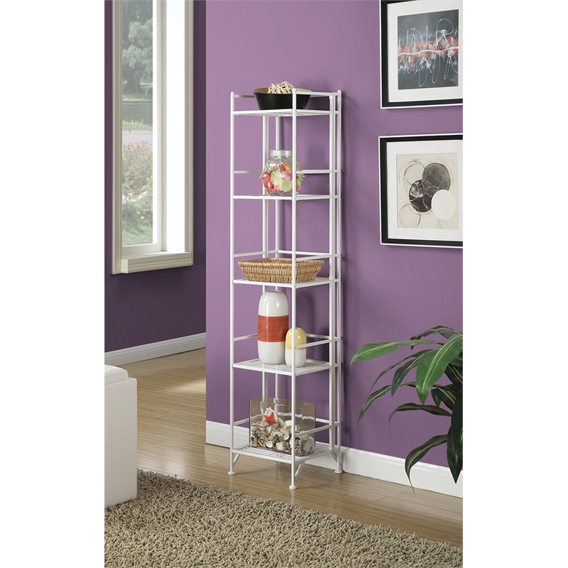 Scranton & Co Five-Tier Folding Shelf in White Metal Finish