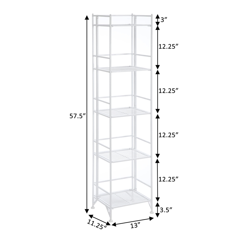 Scranton & Co Five-Tier Folding Shelf in White Metal Finish