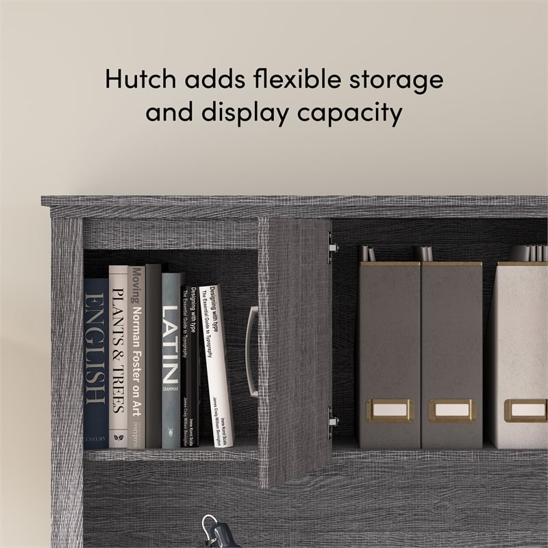 Scranton & Co U or L Shaped Desk with Storage in Bark Gray & PVC