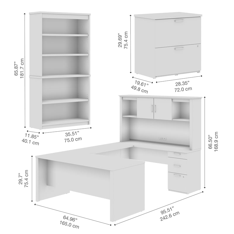 Scranton & Co U or L Shaped Desk with Storage in Bark Gray & PVC