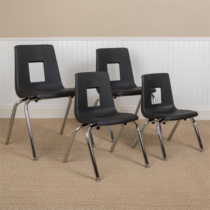 Scranton & Co 18 In Stack Chair with Plastic Seat Shell in Black