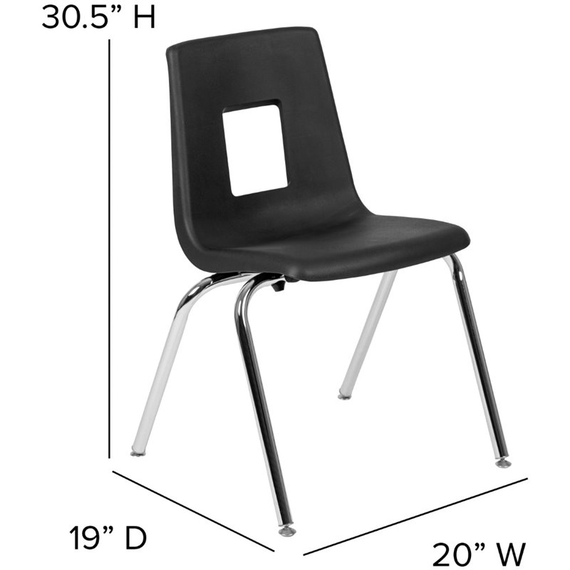 Scranton & Co 18 In Stack Chair with Plastic Seat Shell in Black