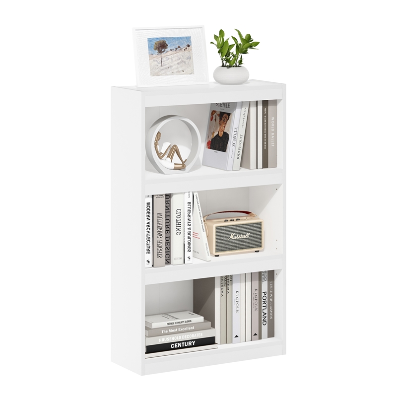 Scranton & Co 3-Tier Adjustable Bookcase in White Engineered Wood