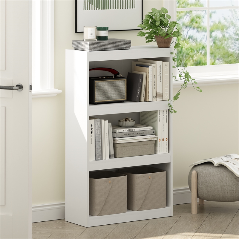 Scranton & Co 3-Tier Adjustable Bookcase in White Engineered Wood