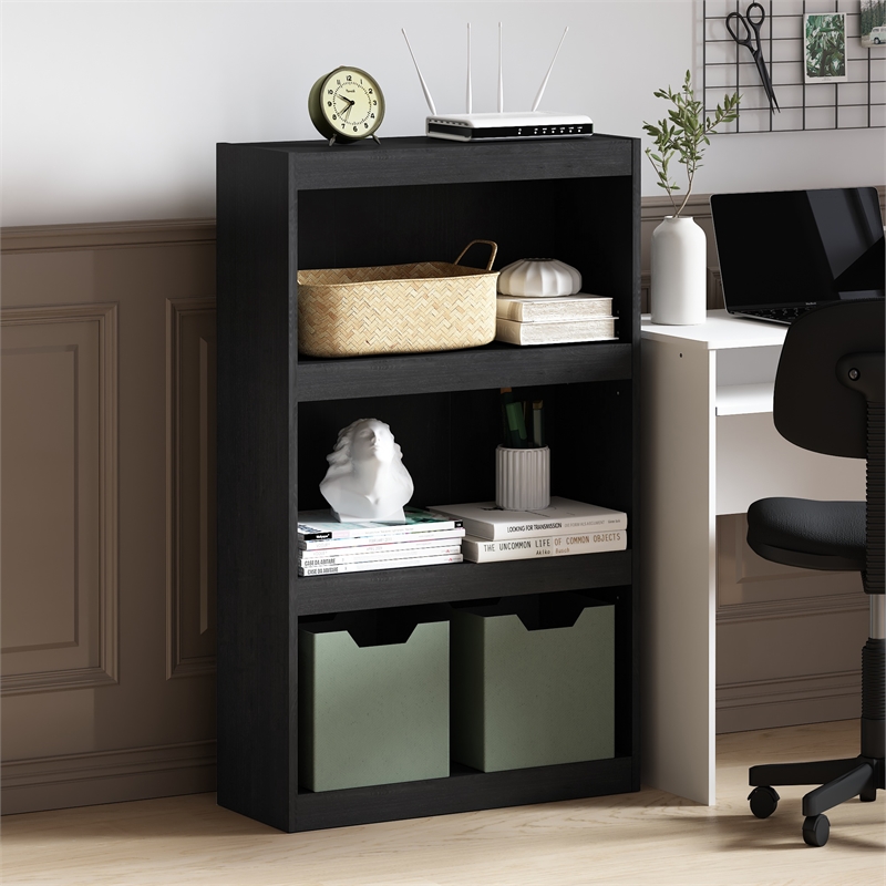 Scranton & Co 3-Tier Adjustable Bookcase in Blackwood Engineered Wood