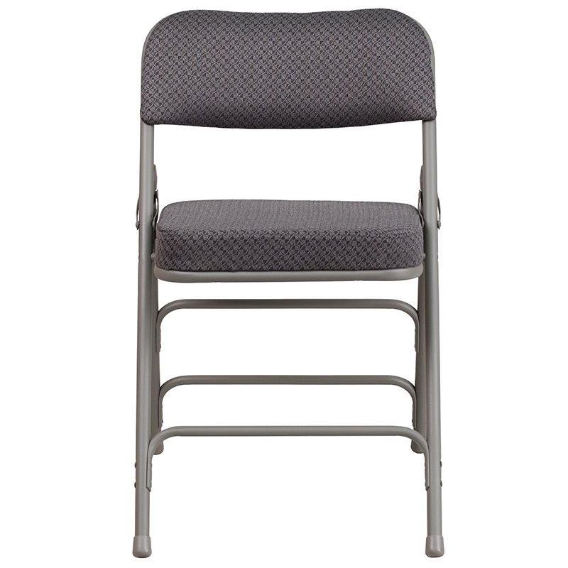 Scranton & Co Double Hinged Metal Folding Chair in Gray (Set of 2)