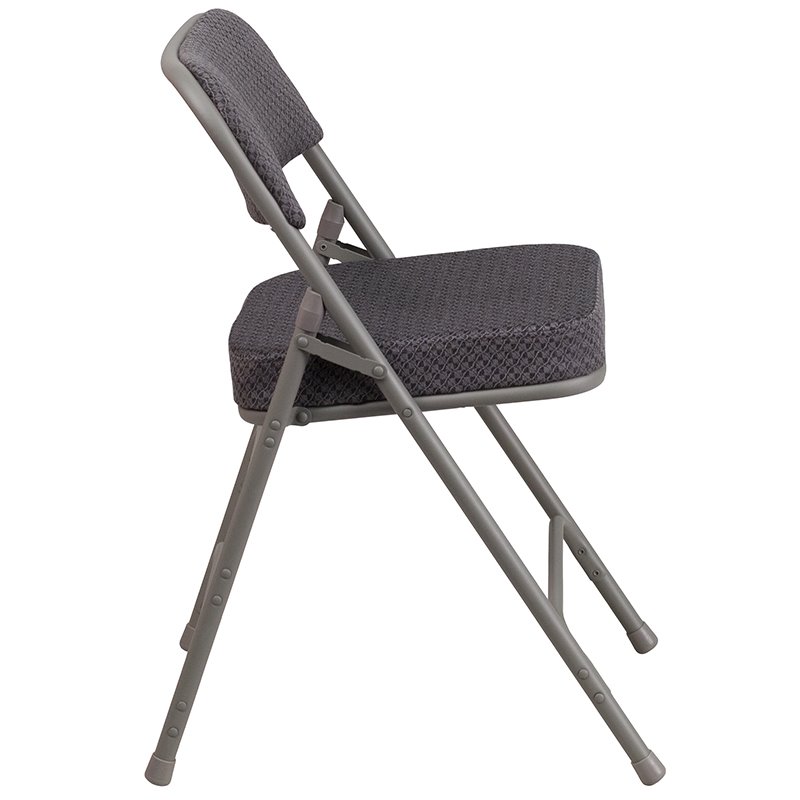 Scranton & Co Double Hinged Metal Folding Chair in Gray (Set of 2)