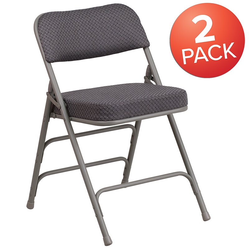 Scranton & Co Double Hinged Metal Folding Chair in Gray (Set of 2)