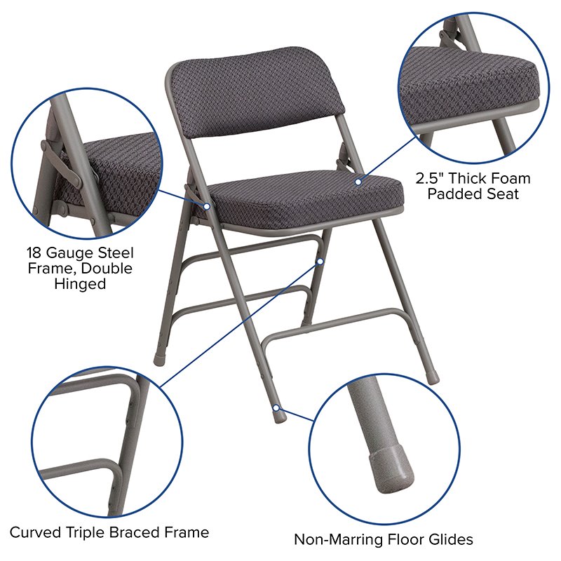 Scranton & Co Double Hinged Metal Folding Chair in Gray (Set of 2)