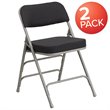 Scranton & Co Pin-Dot Fabric Metal Folding Chair in Black (Set of 2)
