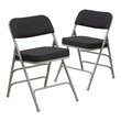 Scranton & Co Pin-Dot Fabric Metal Folding Chair in Black (Set of 2)