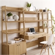 Scranton & Co 3-Piece Wood Office Desk and Bookshelf Set in Oak Finish