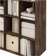 Scranton & Co 12-Cube Storage Bookshelf in Amber Pine for Living Room/Bedroom