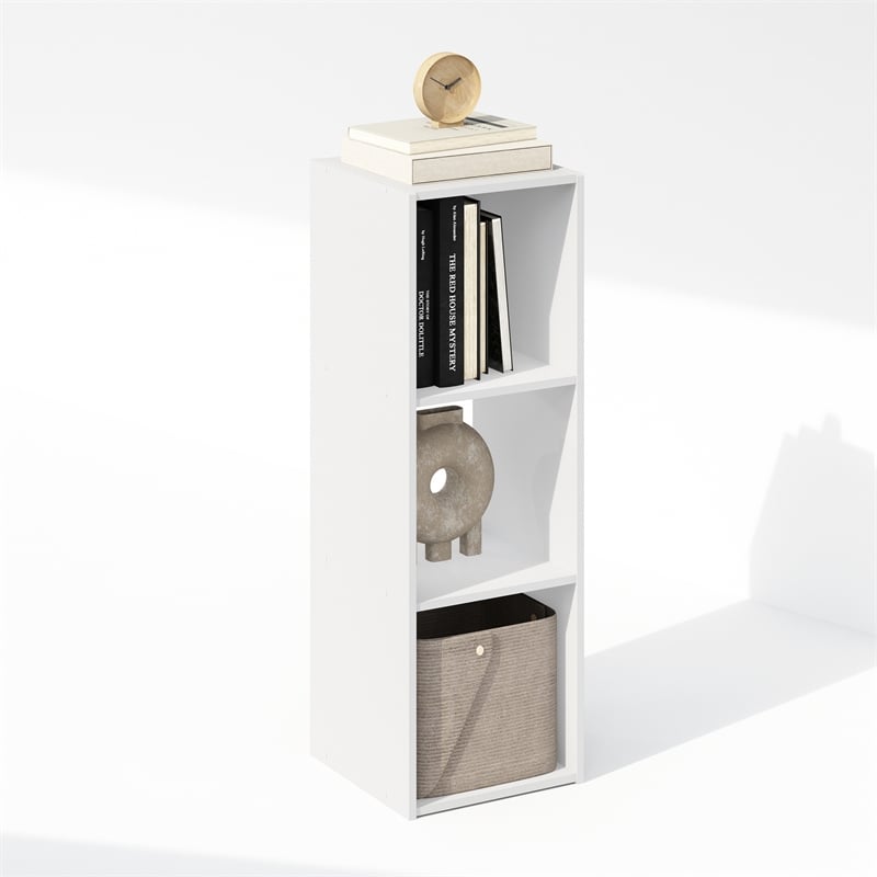 Scranton & Co 3-Cube Storage Cabinet Bookcase in White Engineered Wood