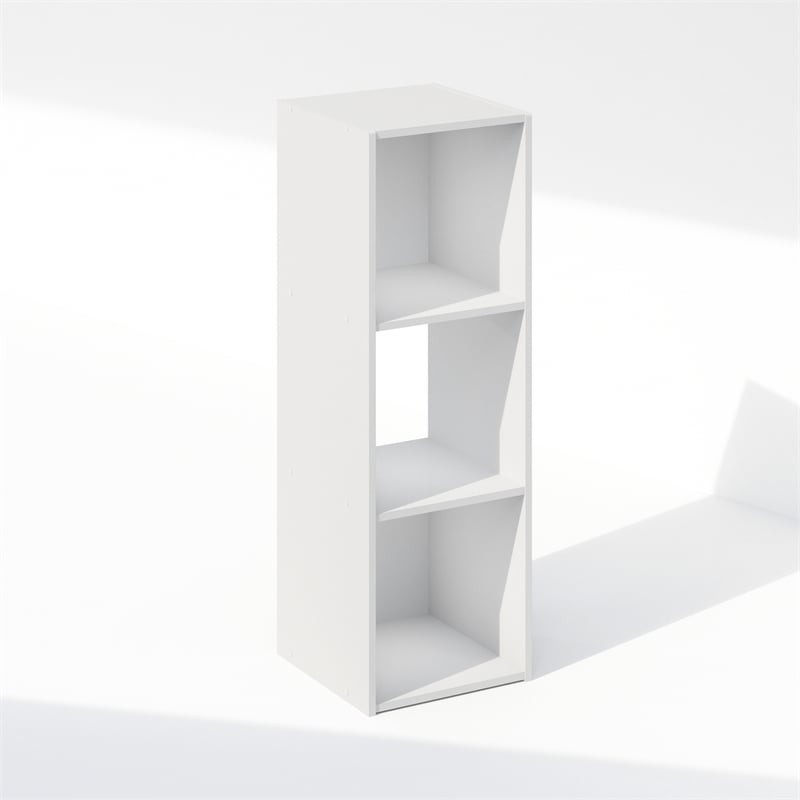 Scranton & Co 3-Cube Storage Cabinet Bookcase in White Engineered Wood